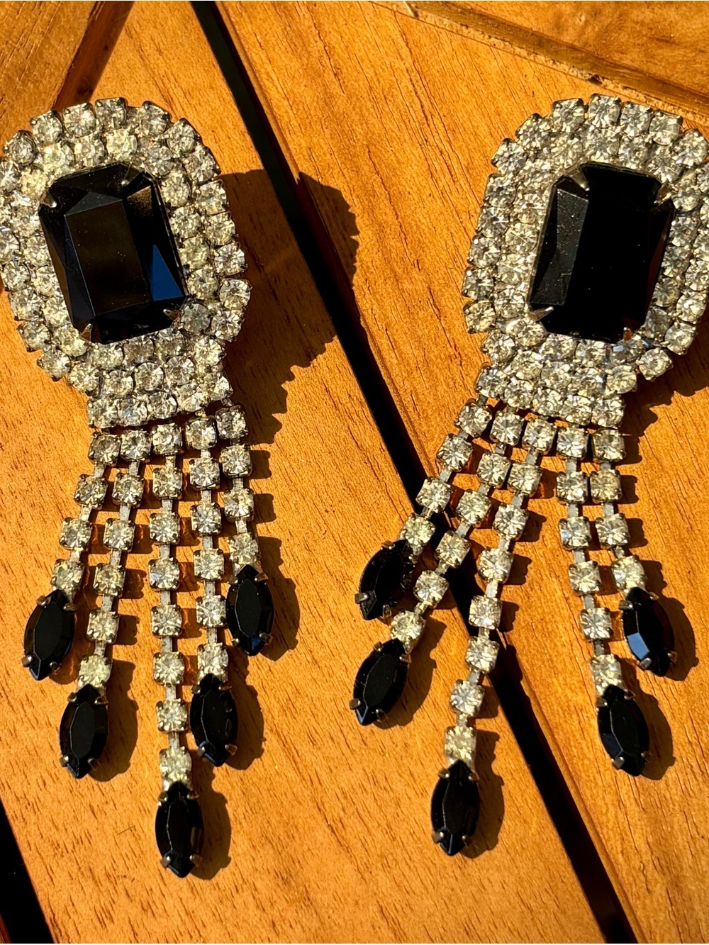 Vintage Elegant Black Crystal Chandelier Earrings - Women Jewelry